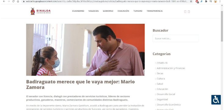 Rompe Quirino pacto de la democracia de AMLO, página web del gobierno de sinaloa promociona a Mario Zamora