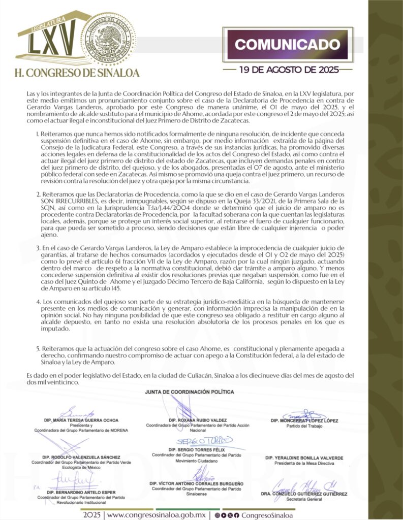 Amparo de Gerardo Vargas es improcedente