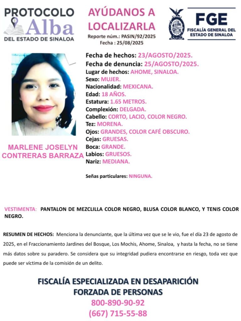 Buscan a Marlene Joselyn