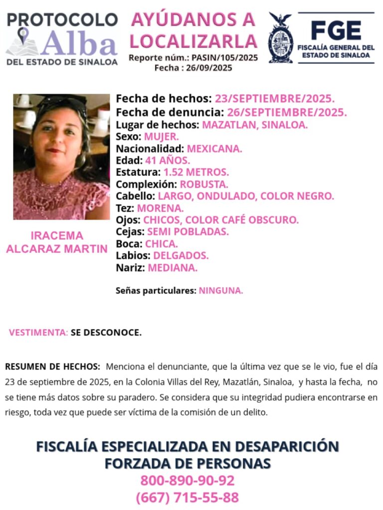 Iracema Alcaraz desaparecida desde el 23 de septiembre