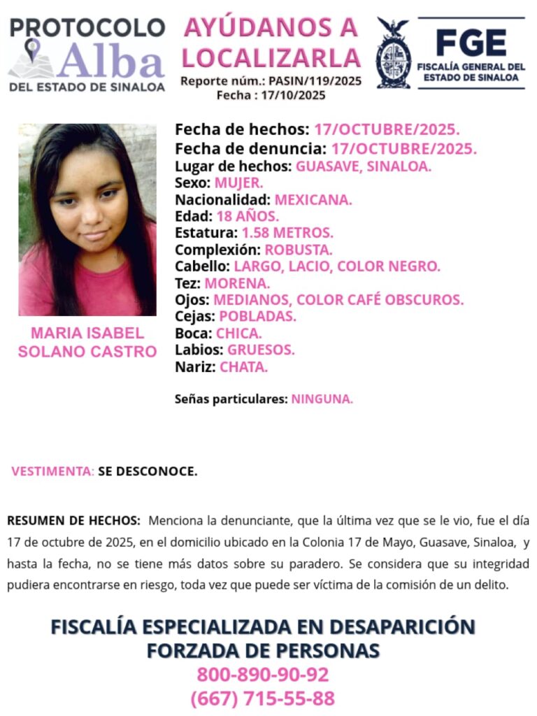 Alerta por la desaparición de María Isabel Solano Castro