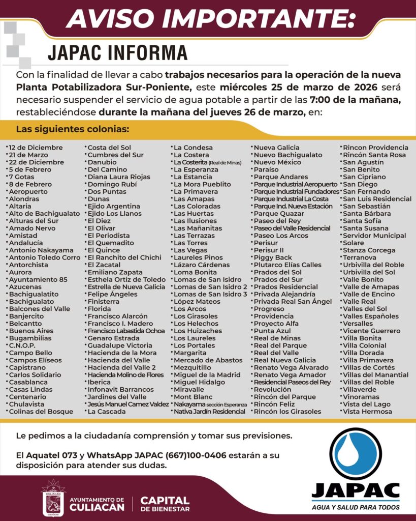 Culiacán se quedará sin agua